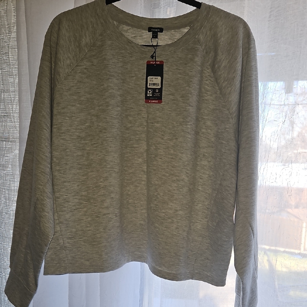 Express Light Gray Long Sleeve Top